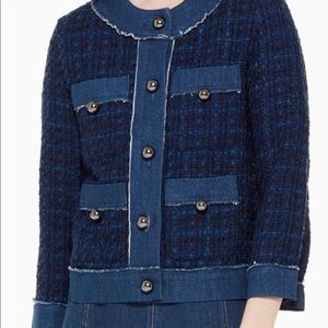 New Kate Spade Blue Tweed Denim Jacket Small